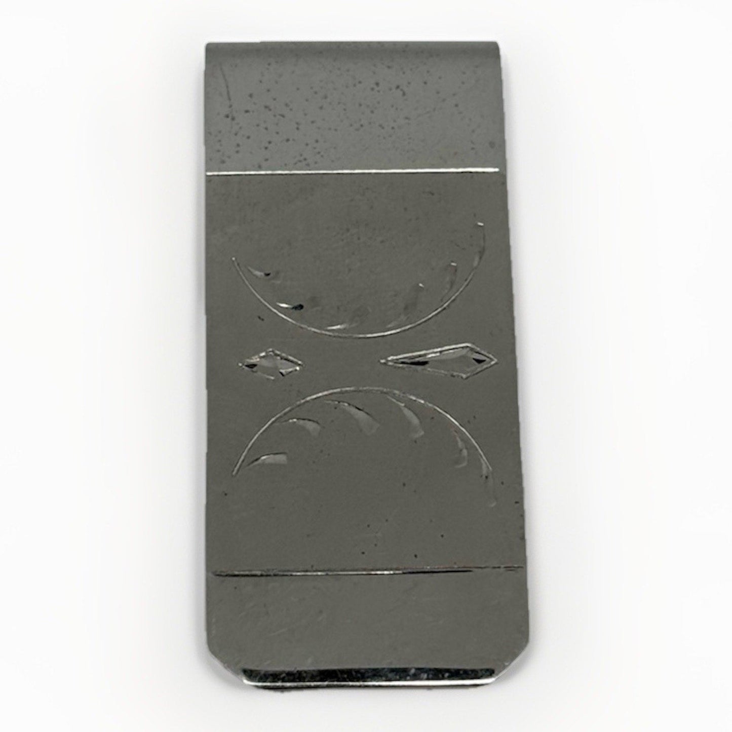 Sterling Silver Money Clip Hand Engraved Design MR X - thriftgoblin
