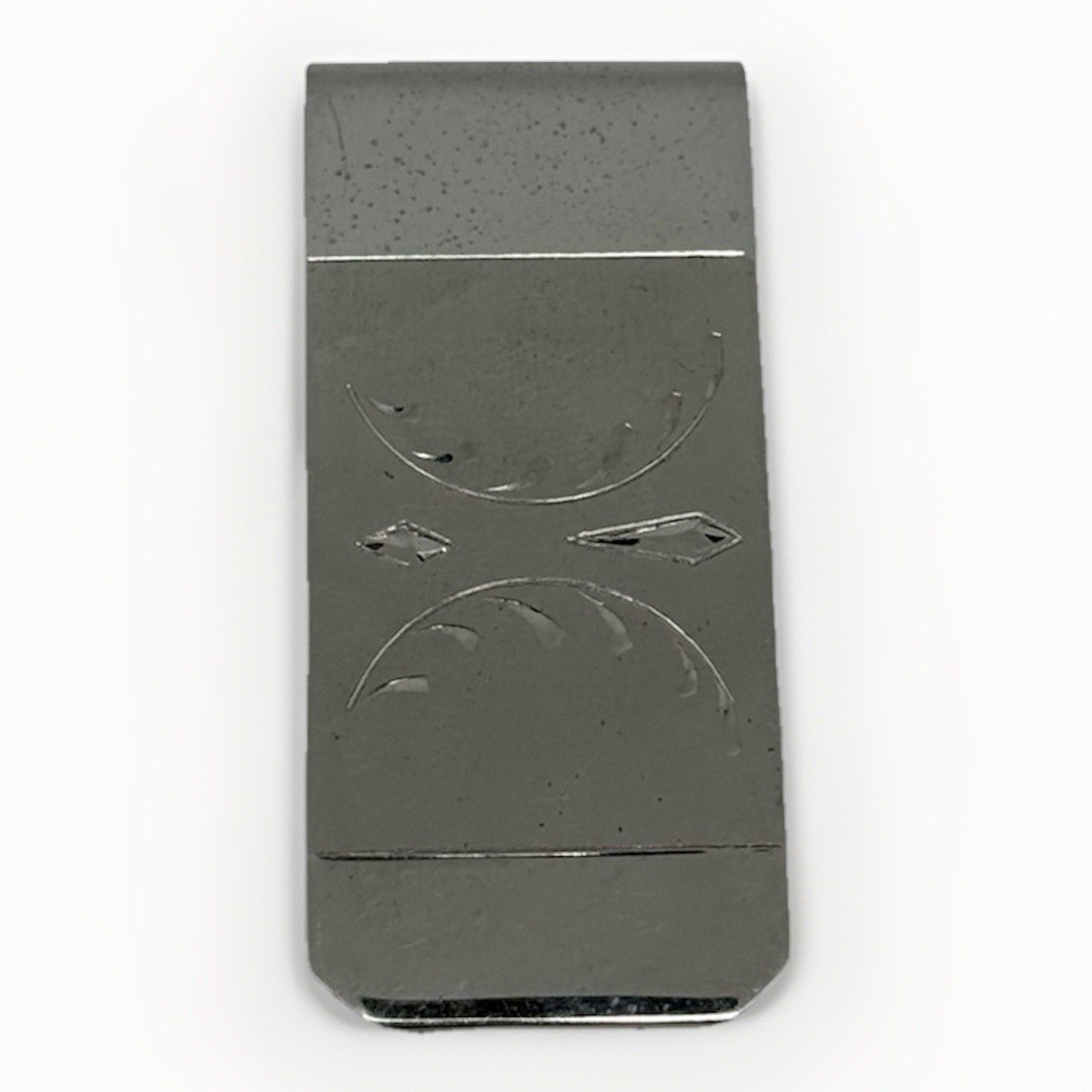 Sterling Silver Money Clip Hand Engraved Design MR X - thriftgoblin