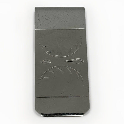 Sterling Silver Money Clip Hand Engraved Design MR X - thriftgoblin