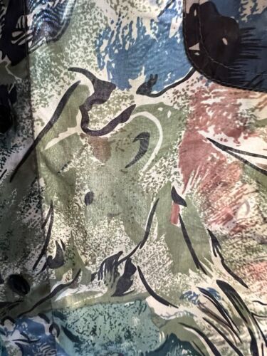Summa SILK Shirt Mens L Long Sleeve Button Up Abstract Art Floral Thin Summer - thriftgoblin