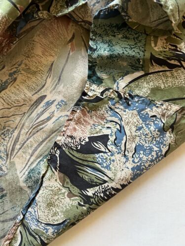 Summa SILK Shirt Mens L Long Sleeve Button Up Abstract Art Floral Thin Summer - thriftgoblin