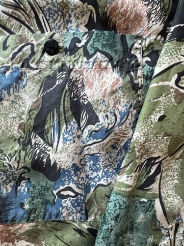 Summa SILK Shirt Mens L Long Sleeve Button Up Abstract Art Floral Thin Summer - thriftgoblin