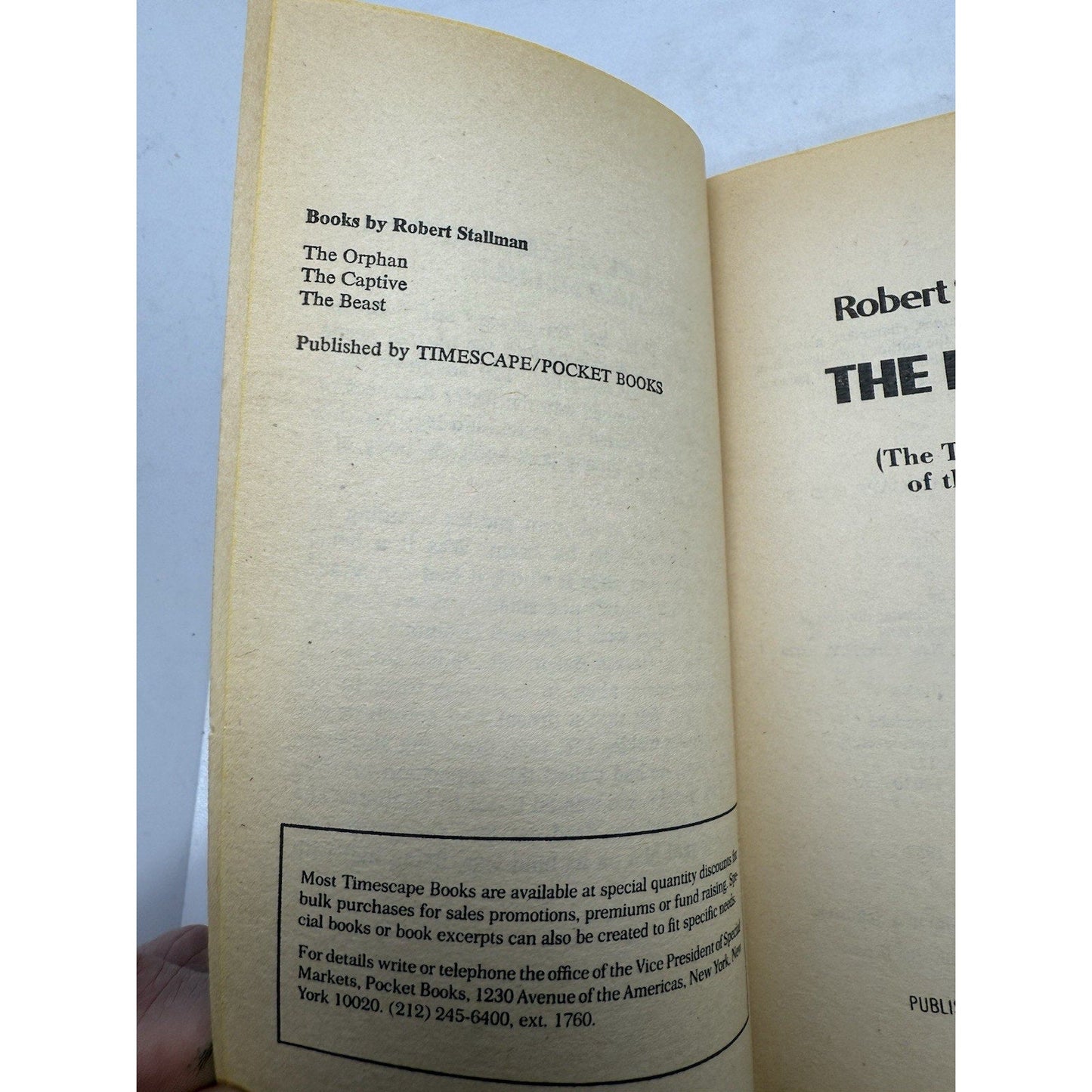 The Beast - Robert Stallman - 1982 Pocket Book Paperback Timescape TRILOGY USA - thriftgoblin