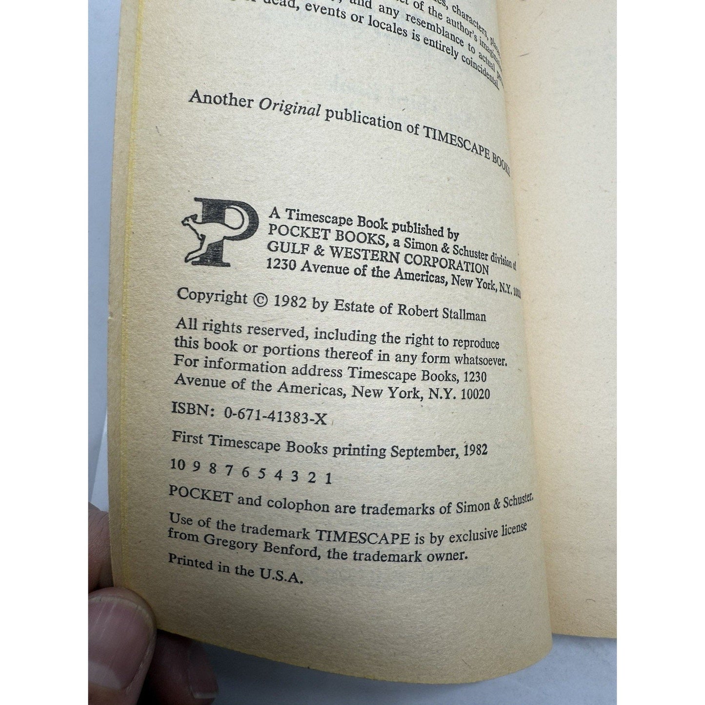 The Beast - Robert Stallman - 1982 Pocket Book Paperback Timescape TRILOGY USA - thriftgoblin