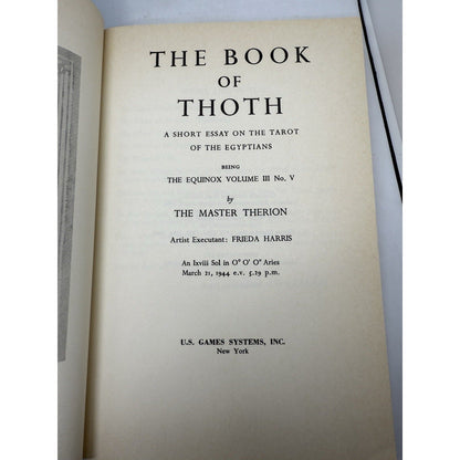 The Book of Thoth by Aleister Crowley Egyptian Tarot 1986 U.S. Games Systems Ed - thriftgoblin