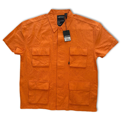 The Hundreds BDU Woven Camp Shirt Orange Mens XL NWT Morse Code Print - Thrift GoblinShirt
