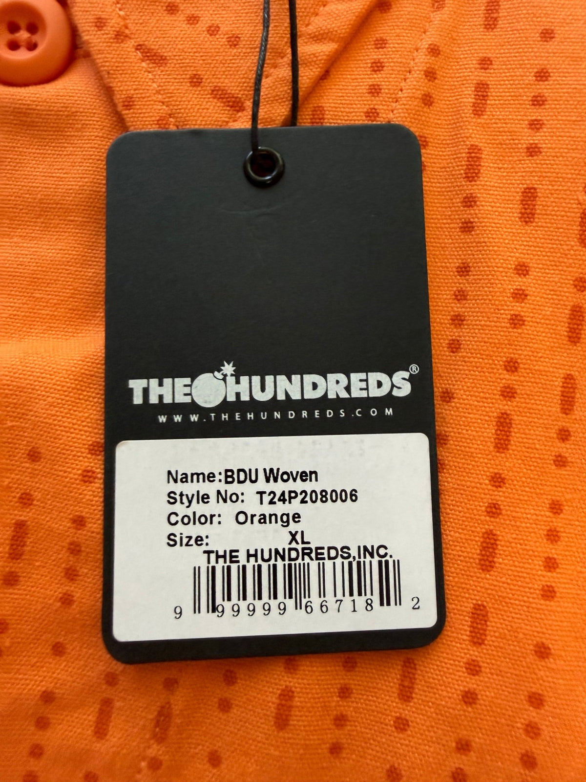 The Hundreds BDU Woven Camp Shirt Orange Mens XL NWT Morse Code Print - Thrift GoblinShirt