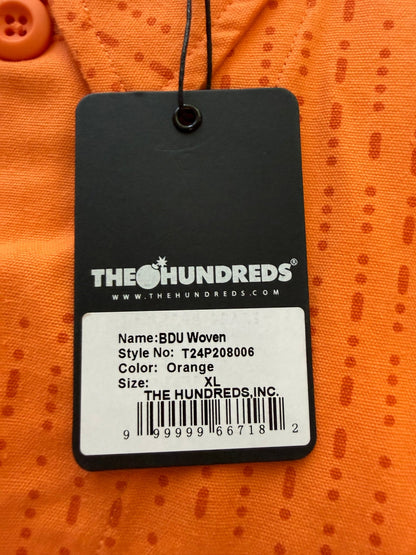 The Hundreds BDU Woven Camp Shirt Orange Mens XL NWT Morse Code Print - Thrift GoblinShirt