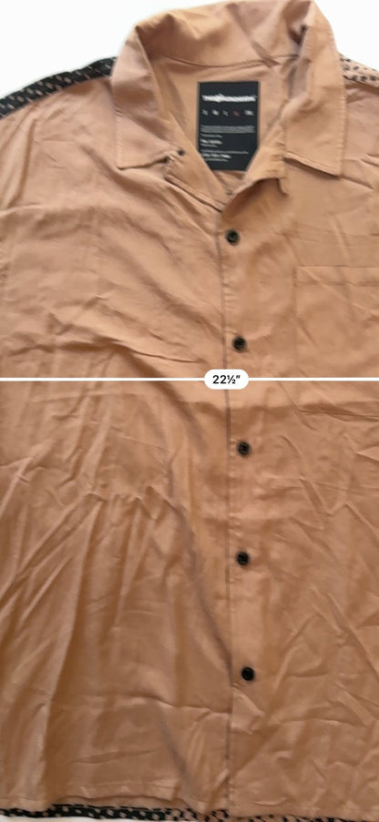 The Hundreds Face Woven Camp Shirt Brass Brown Mens XL NWT Paneled Back - Thrift GoblinShirt