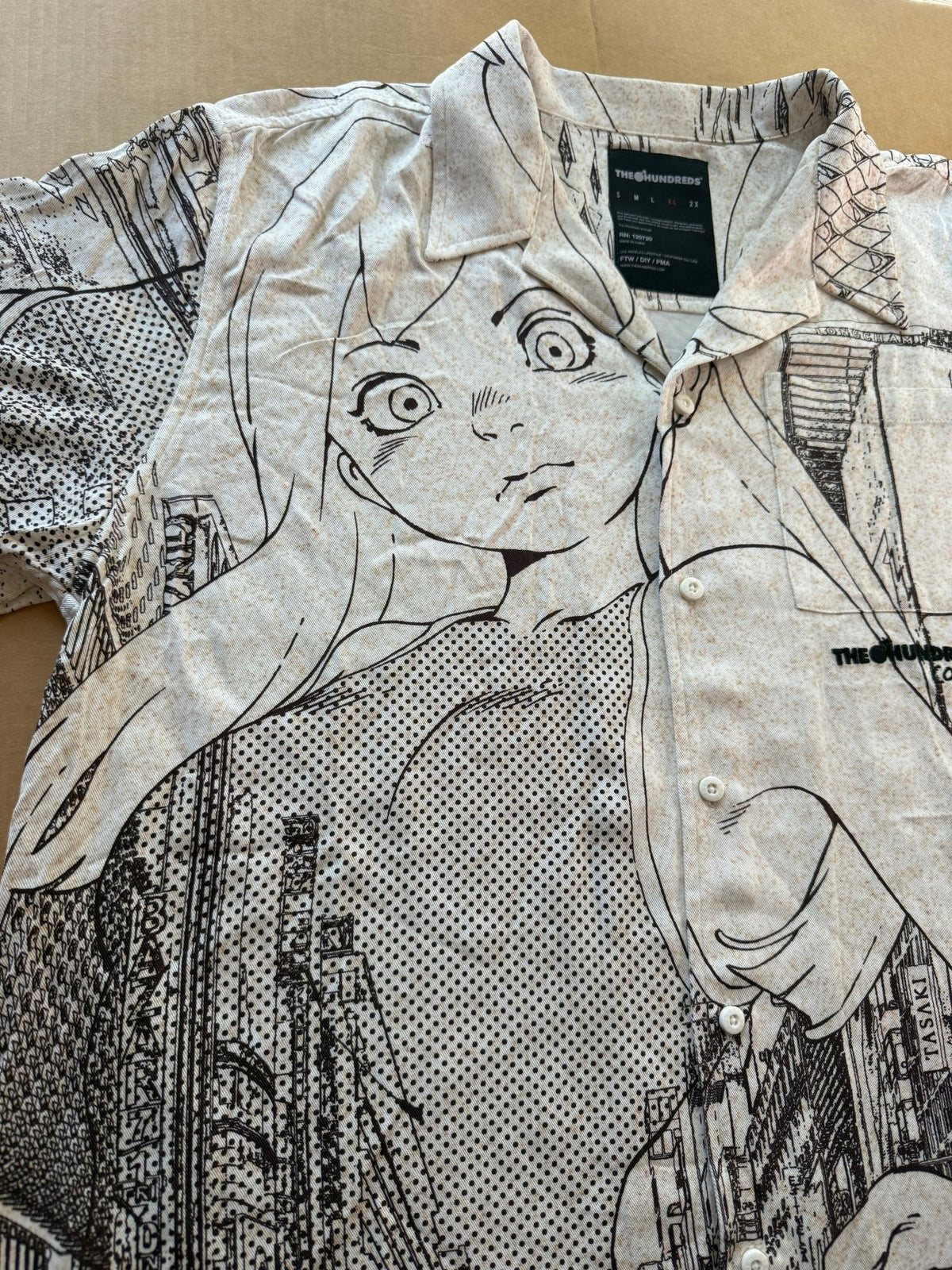 The Hundreds x Cotoh Camp Shirt Cream Mens XL NWOT Anime Manga City Print - Thrift GoblinShirt