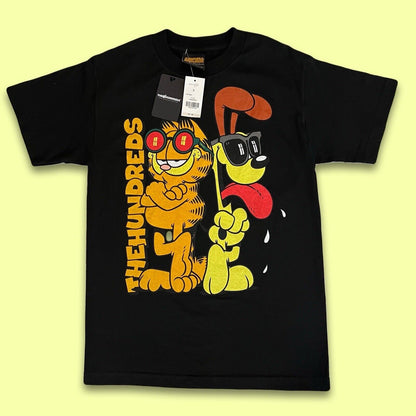 The Hundreds x Garfield Odie SOLD OUT Black Short Sleeve Crew Neck T-Shirt S - thriftgoblin