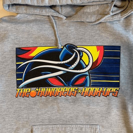 The Hundreds X Hook Ups Hoodie Pullover Adam Bomb Grey Sweater - thriftgoblin