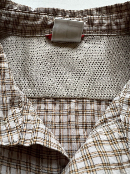 The North Face Shirt Men XLarge Yellow Plaid Outdoors Button Up Trail Hiking - thriftgoblin