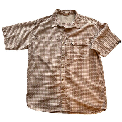 The North Face Shirt Men XLarge Yellow Plaid Outdoors Button Up Trail Hiking - thriftgoblin