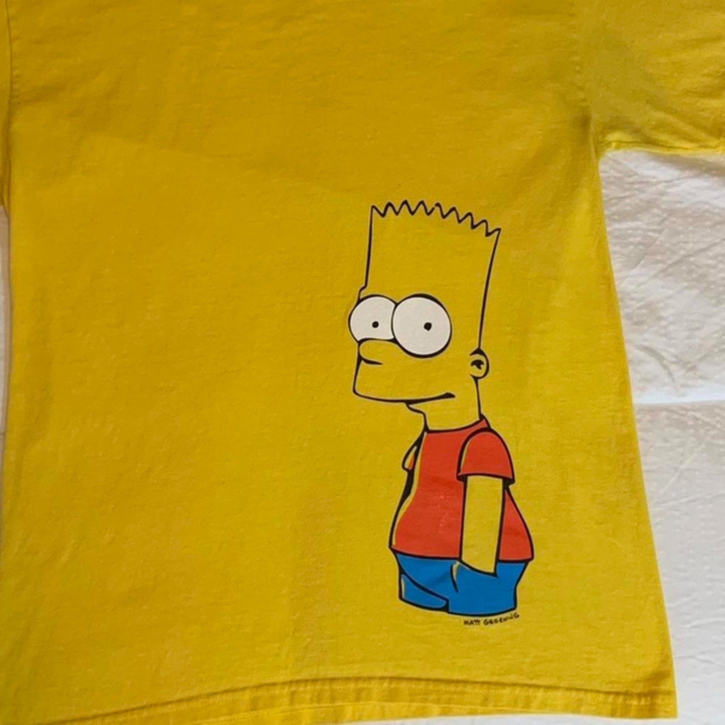 The Simpsons Bart Chilling Crewneck Bart Short Sleeve Yellow T-Shirt Medium - thriftgoblin