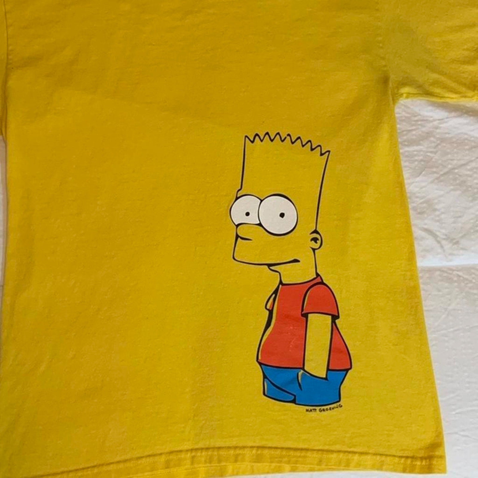 The Simpsons Bart Chilling Crewneck Bart Short Sleeve Yellow T-Shirt Medium - thriftgoblin