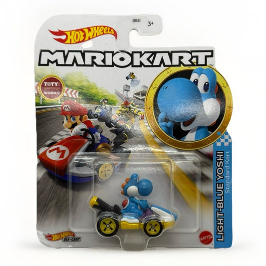 Title:Hot Wheels Mario Kart Light Blue Yoshi Standard Kart Die Cast 2022 Moc - thriftgoblin