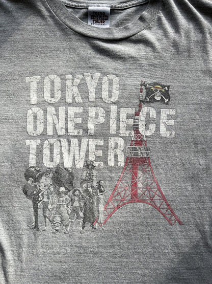 TOKYO ONE PIECE TOWER Luffy Straw Hat Pirates SS Shirt Grey M Anime Rare Japan - thriftgoblin