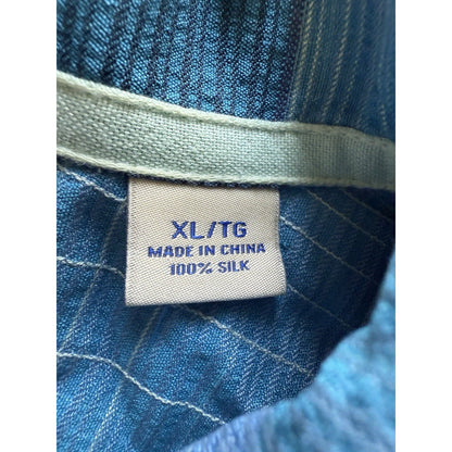 Tommy Bahama Blue Plaid 100% Silk Short Sleeve Shirt XL Original Fit Aqua Clean - thriftgoblin