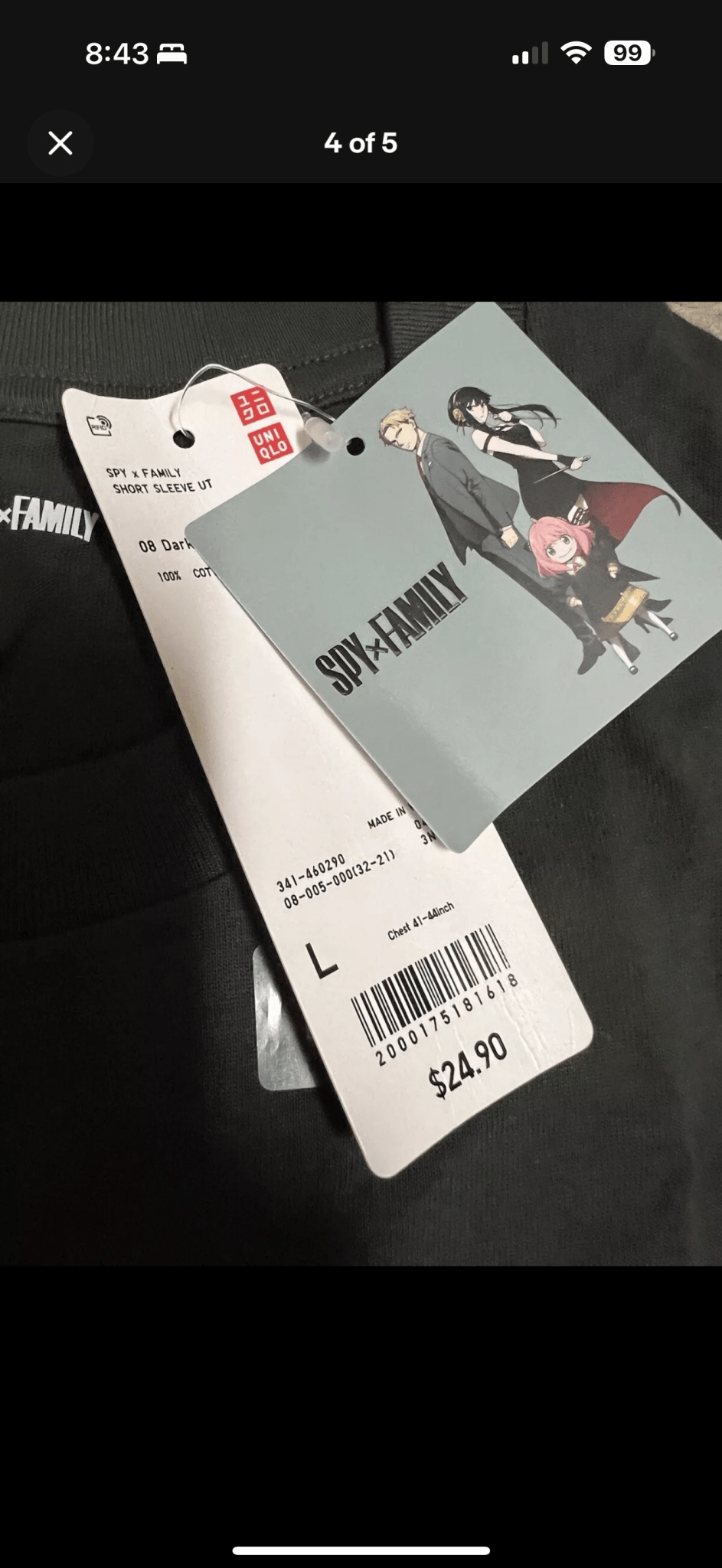 Uniqlo SPY x FAMILY UT Short - Sleeve Graphic T-Shirt DARK GRAY, Size L $24.90 Yor - thriftgoblin