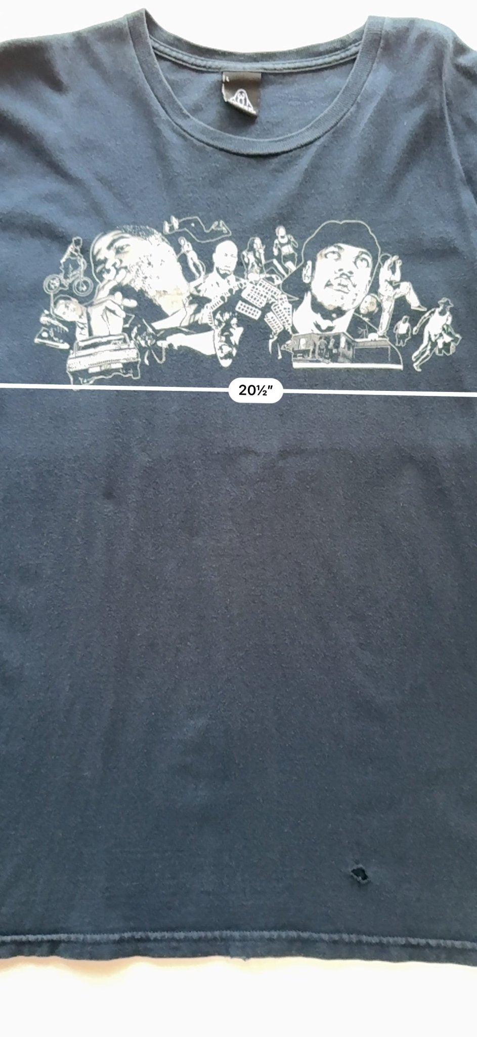 Upper Playground Ice Cube Friday Lowrider Hip Hop Collage Tee Navy L - thriftgoblinTee