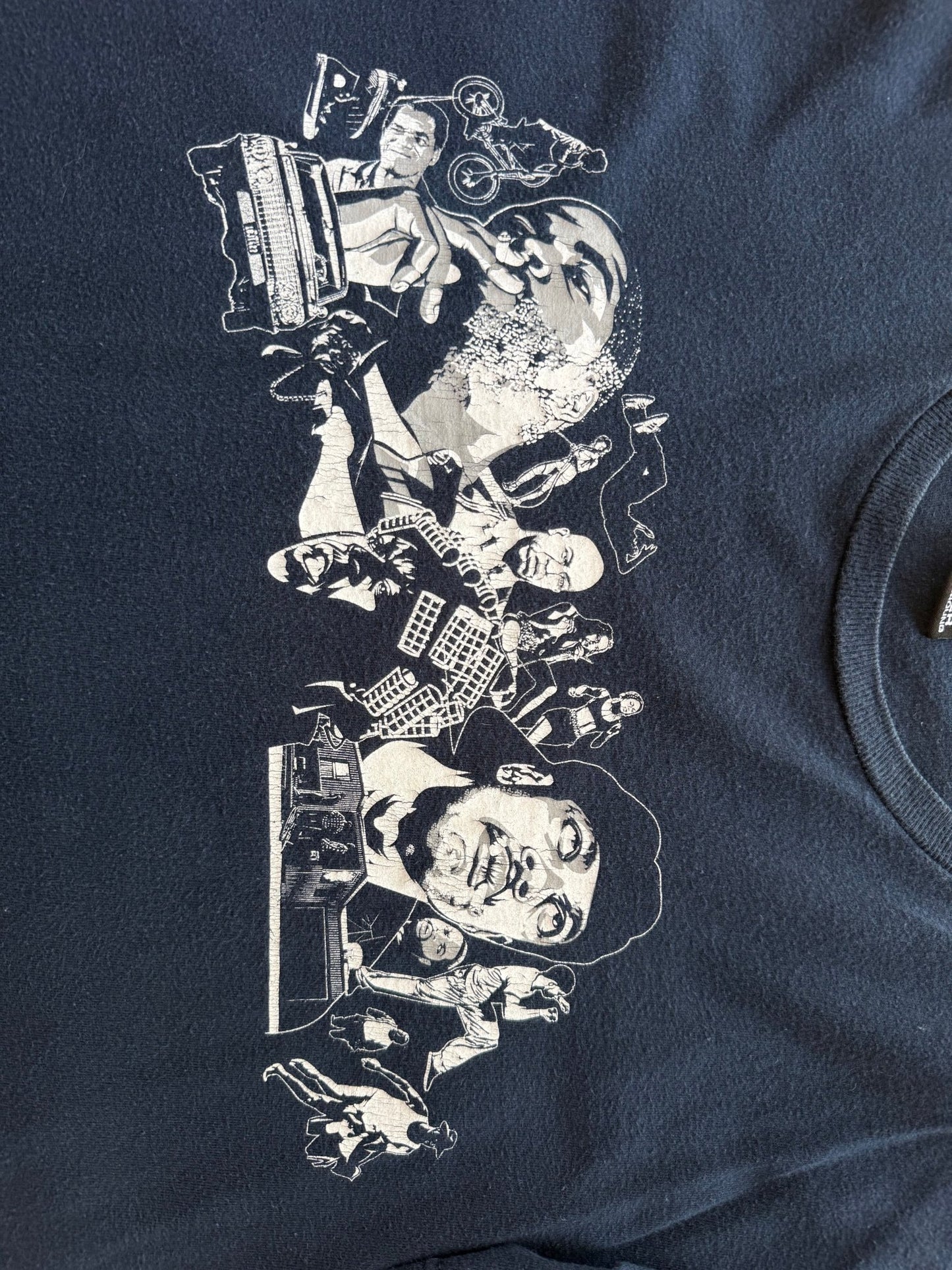 Upper Playground Ice Cube Friday Lowrider Hip Hop Collage Tee Navy L - thriftgoblinTee