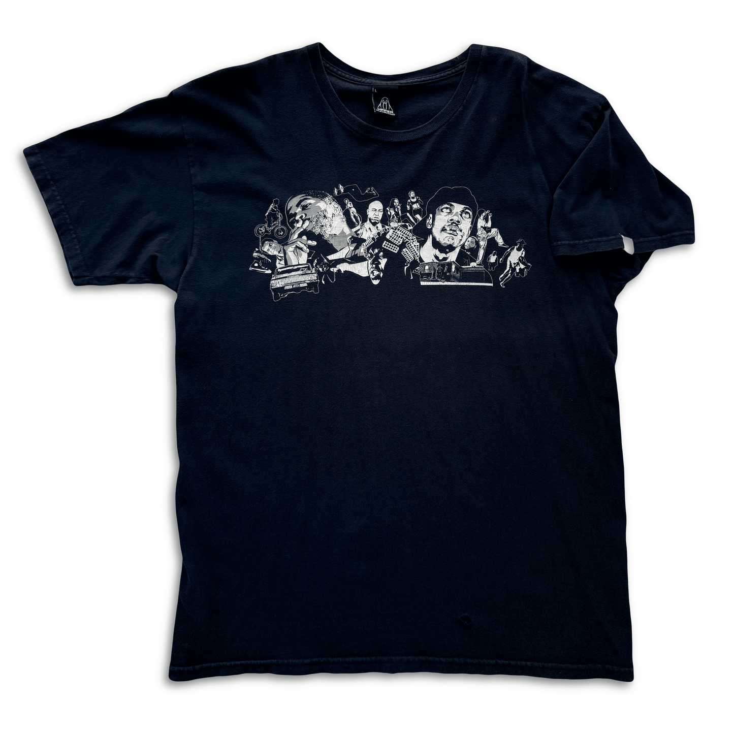 Upper Playground Ice Cube Friday Lowrider Hip Hop Collage Tee Navy L - thriftgoblinTee