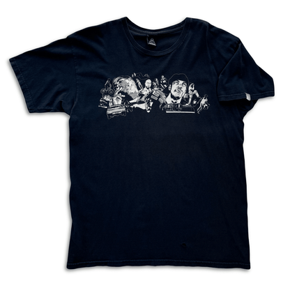 Upper Playground Ice Cube Friday Lowrider Hip Hop Collage Tee Navy L - thriftgoblinTee