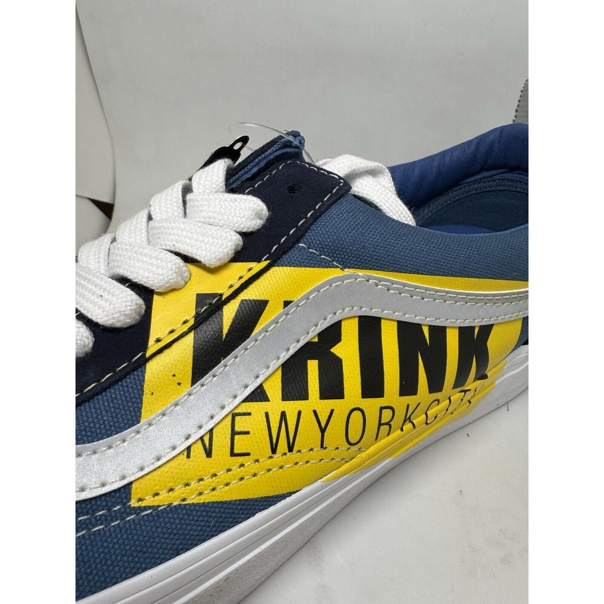 Vans Krink x Vault Old Skool VLT LX, Medium Blue True White, 12, Skateboard Shoe