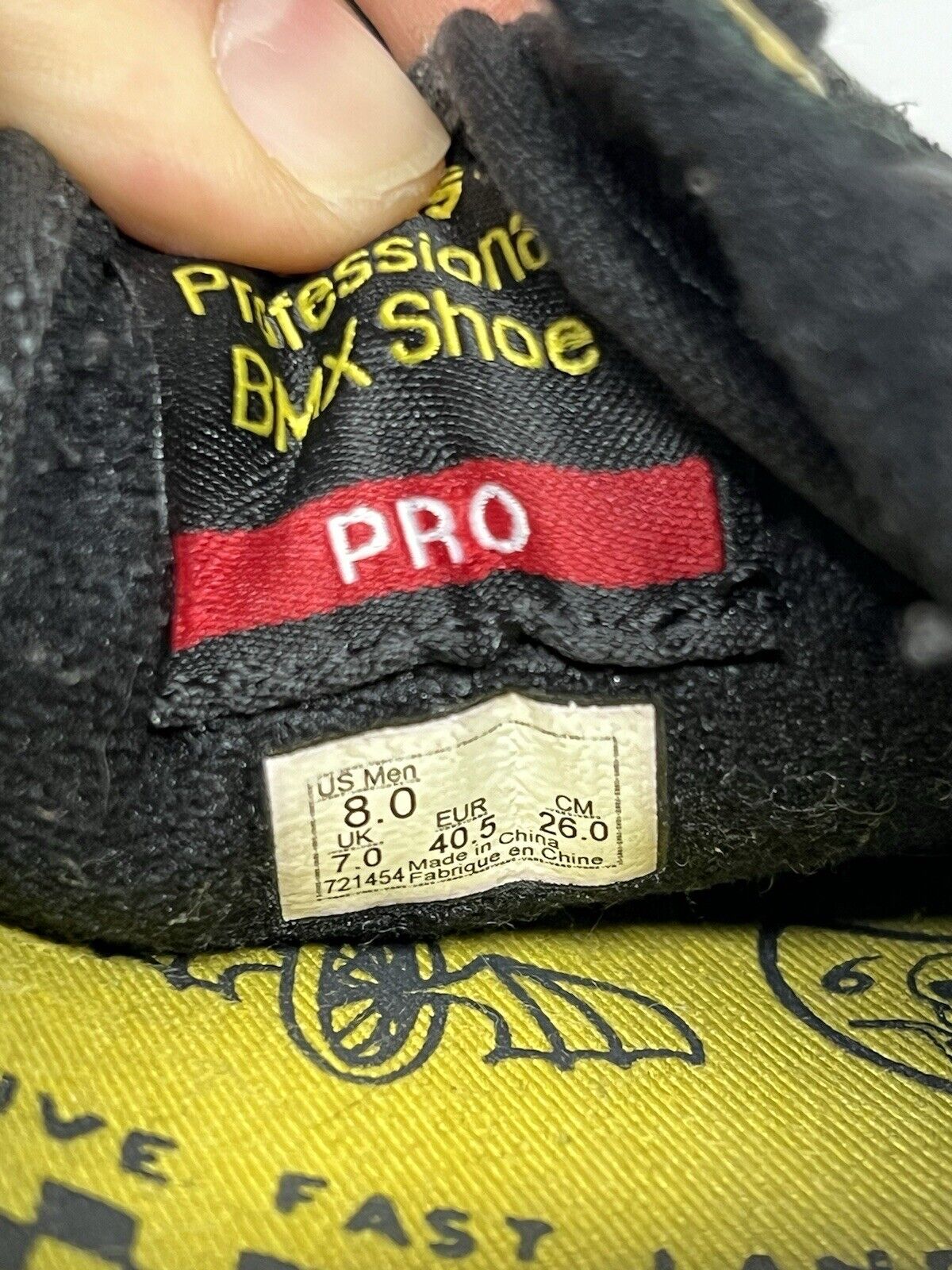 Vans Old Skool Pro BMX Larry Edgar Black & Yellow Shoes Lightning Bolts Mens 8 - thriftgoblin