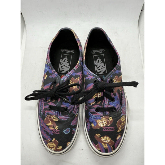 Vans x Nintendo Donkey Kong Authentic Sneakers Black Pixel Print Size 5M/6.5W - thriftgoblin