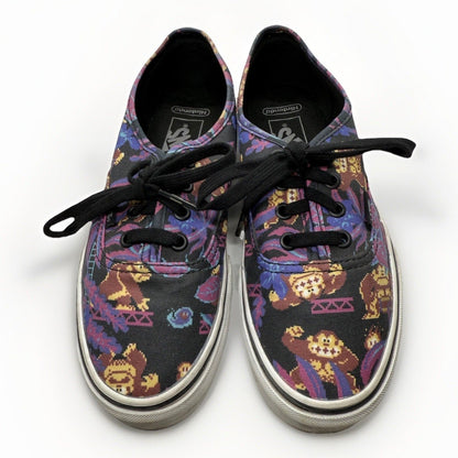 Vans x Nintendo Donkey Kong Authentic Sneakers Black Pixel Print Size 5M/6.5W - thriftgoblin