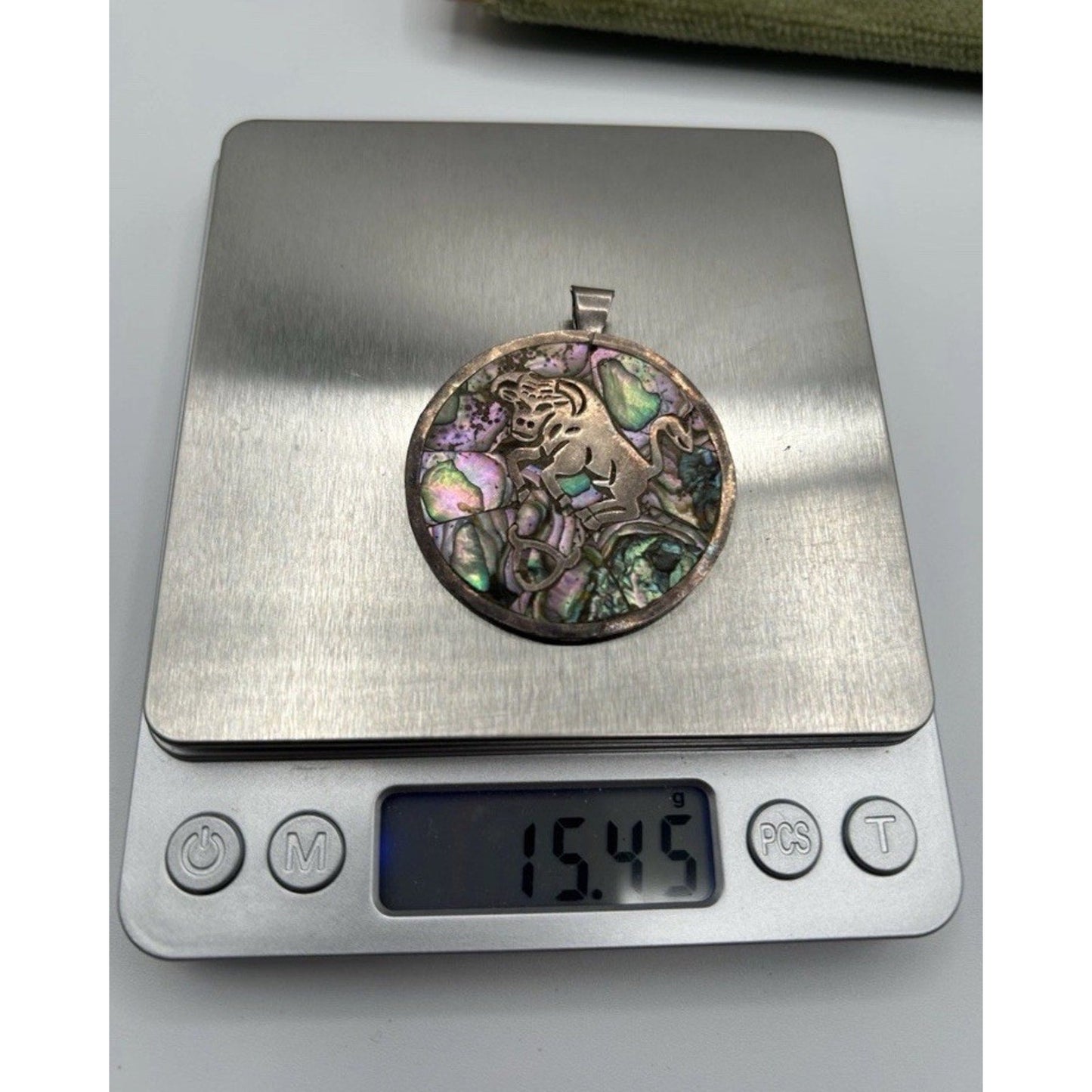 Vintage 15.45g Taxco Mexico 925 Sterling Silver Pendant Taurus Zodiac Bull Astro - thriftgoblin