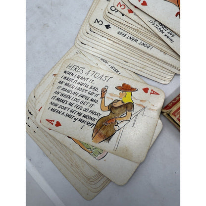 Vintage 1950 Stag Party Pack Risqué Pin - Up Playing Cards Box Lewd Adult Humor 50 - thriftgoblin