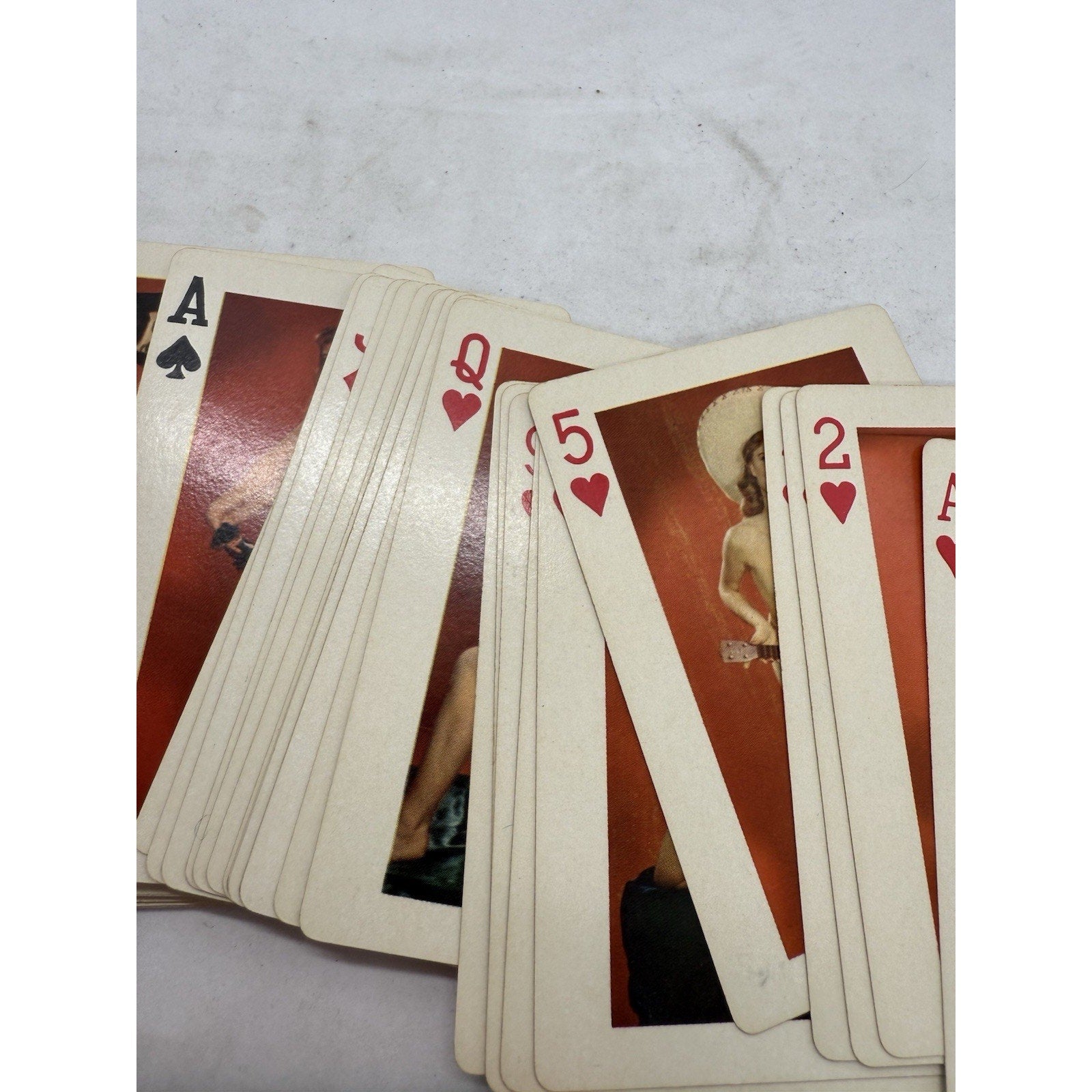 Vintage 1950s Fifty - Two Art Studies Pin - Up Playing Cards with Box Lewd Wolf Back - thriftgoblin