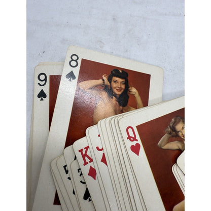Vintage 1950s Fifty - Two Art Studies Pin - Up Playing Cards with Box Lewd Wolf Back - thriftgoblin