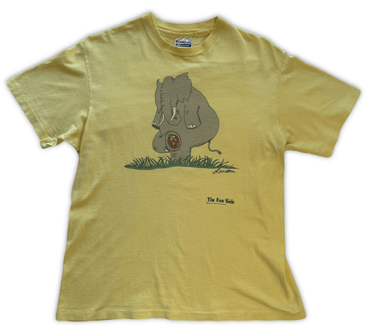 Vintage 1985 The Far Side Gary Larson Elephant Mouse Tee Single Stitch L USA - thriftgoblinTee