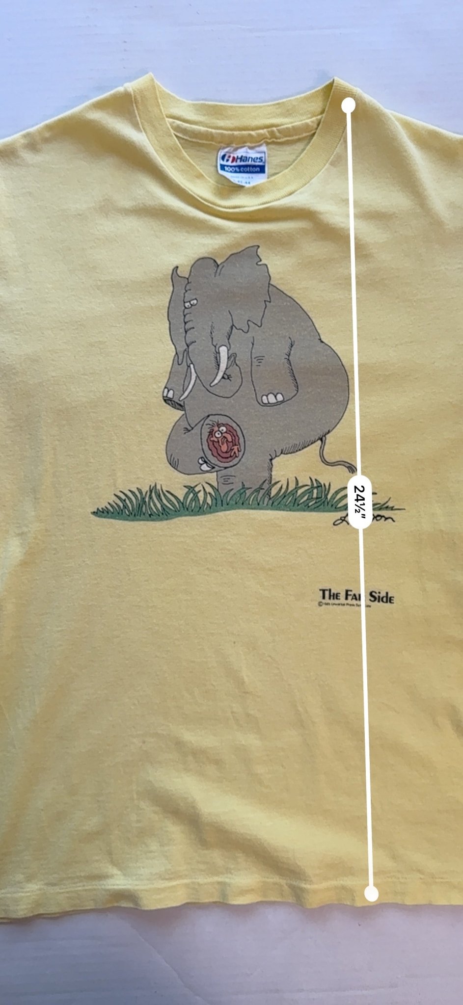 Vintage 1985 The Far Side Gary Larson Elephant Mouse Tee Single Stitch L USA - thriftgoblinTee