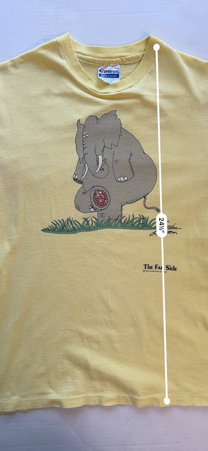 Vintage 1985 The Far Side Gary Larson Elephant Mouse Tee Single Stitch L USA - thriftgoblinTee
