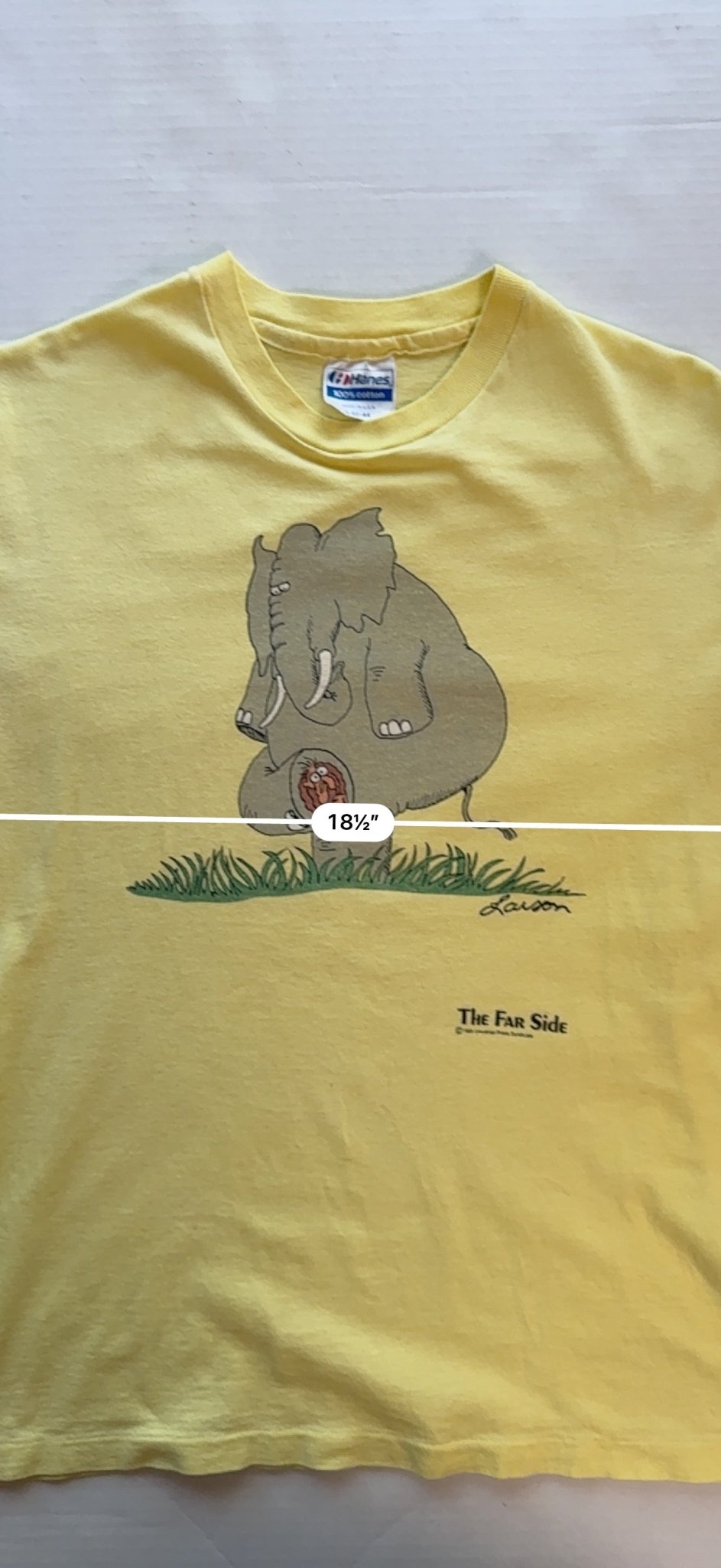 Vintage 1985 The Far Side Gary Larson Elephant Mouse Tee Single Stitch L USA - thriftgoblinTee