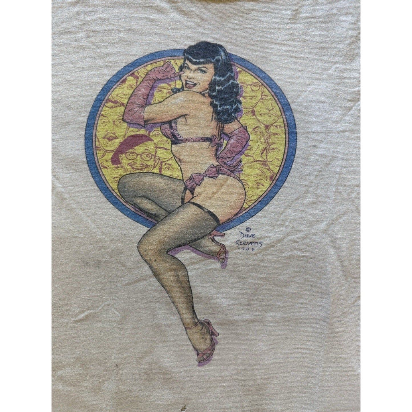 Vintage 1989 Dave Stevens Bettie Page T-Shirt XL Graphitti Pin - Up Rocketeer USA - thriftgoblin
