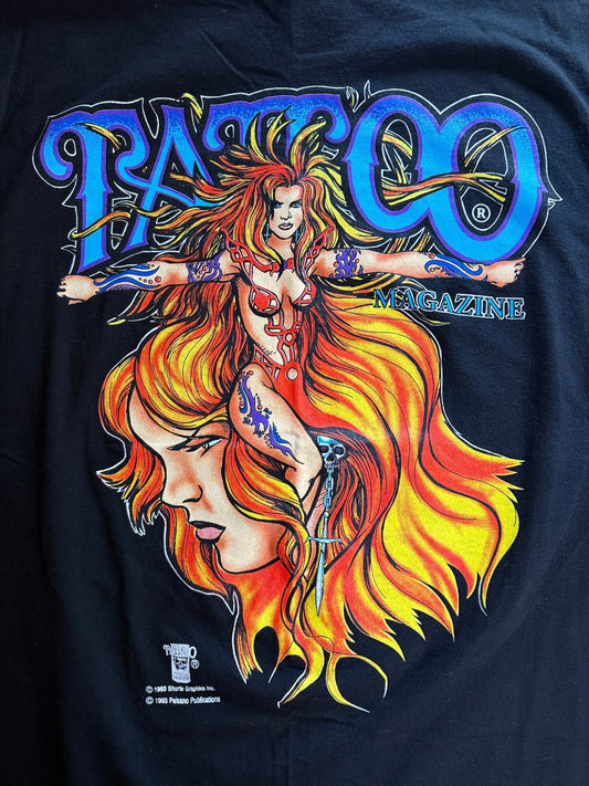 Vintage 1993 Tattoo Magazine Paisano Graphic Tee Horizon T XL Black - Thrift GoblinT-Shirt