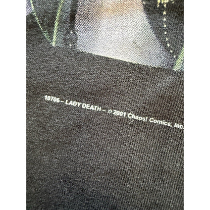 Vintage 2001 Chaos! Comics Lady Death Shirt XL Black Skull Lingerie NEW Lewd Tee - thriftgoblin