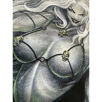 Vintage 2001 Chaos! Comics Lady Death Shirt XL Black Skull Lingerie NEW Lewd Tee - thriftgoblin