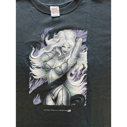 Vintage 2001 Chaos! Comics Lady Death Shirt XL Black Skull Lingerie NEW Lewd Tee - thriftgoblin
