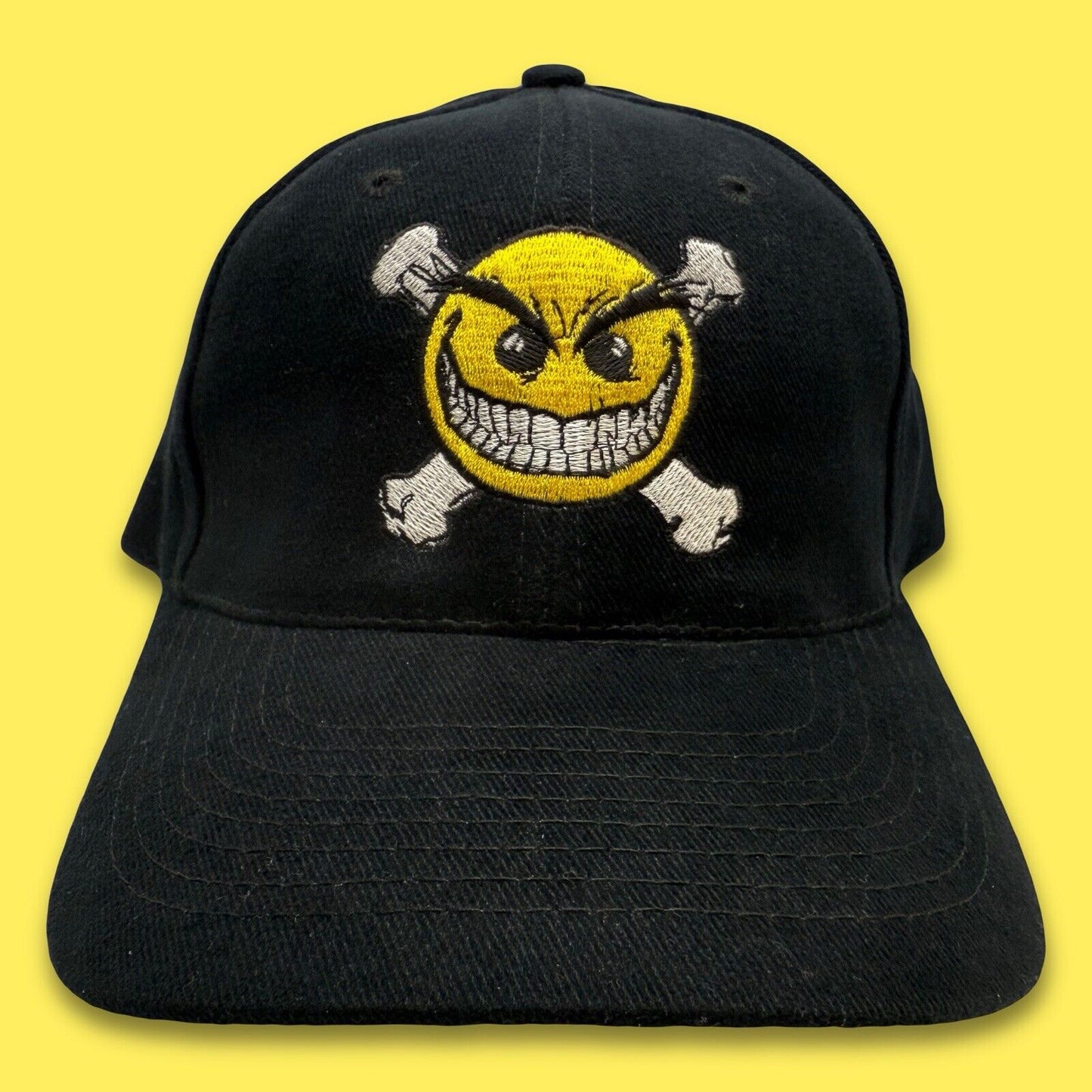 Vintage 90s Chaos Comics Evil Ernie Smiley Have A Psychotic Day Hat Cap Snapback - thriftgoblin