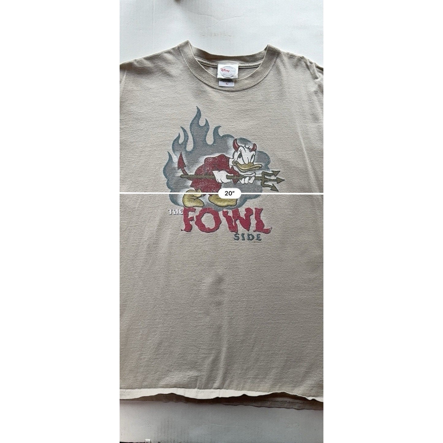 Vintage 90s Disney Store Exclusive Donald Duck “The Fowl Side” Devil Graphic Tee - thriftgoblin