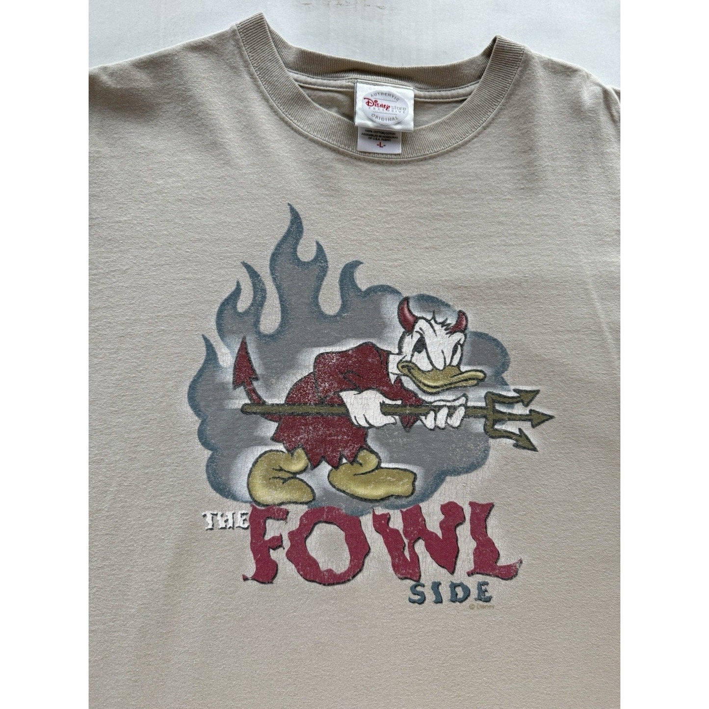 Vintage 90s Disney Store Exclusive Donald Duck “The Fowl Side” Devil Graphic Tee - thriftgoblin