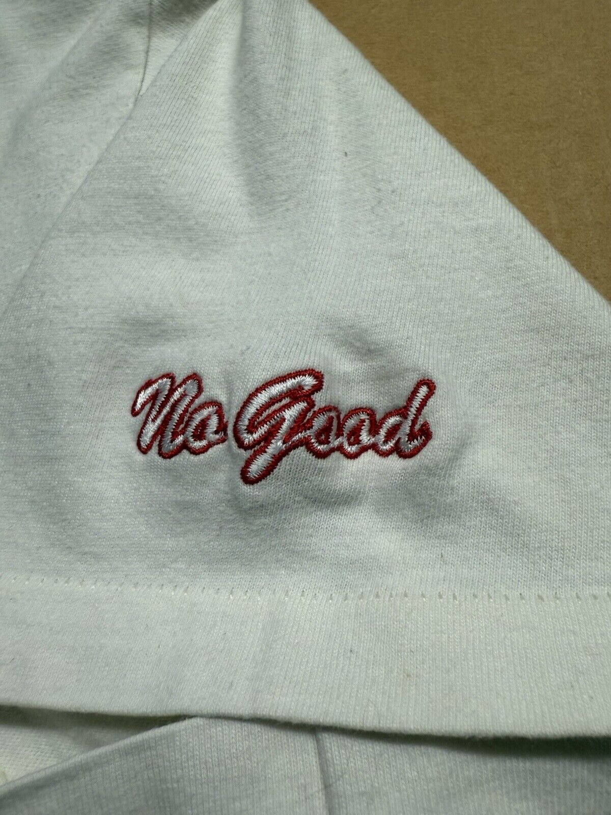 Vintage 90s Human Skateboards “Bad Idea” Skate Logo Rare Red Armband LA Shirt L - thriftgoblin