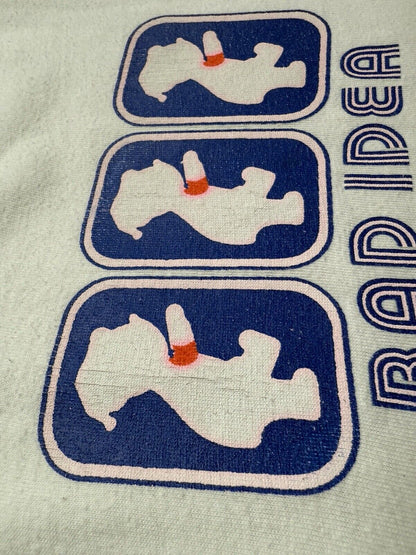 Vintage 90s Human Skateboards “Bad Idea” Skate Logo Rare Red Armband LA Shirt L - thriftgoblin
